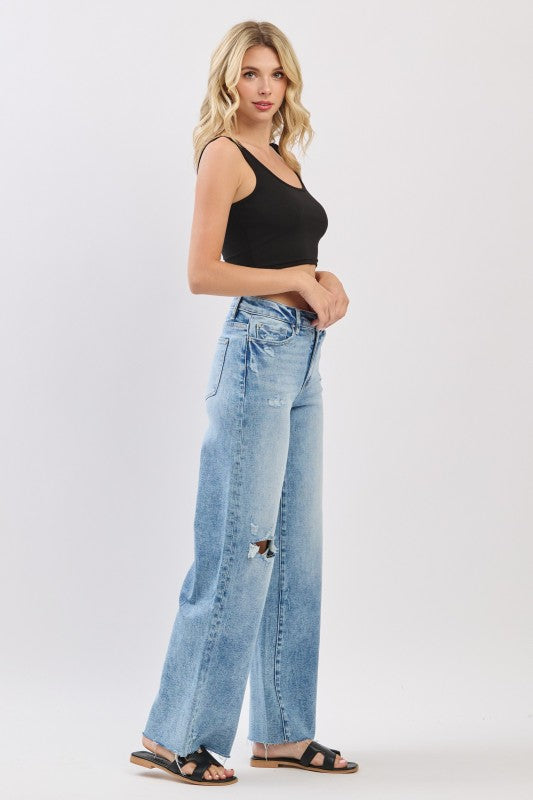 High rise wide leg jeans