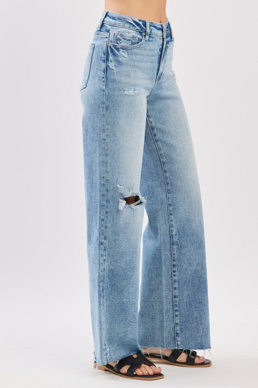High rise wide leg jeans