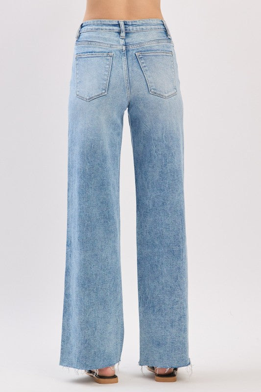 High rise wide leg jeans