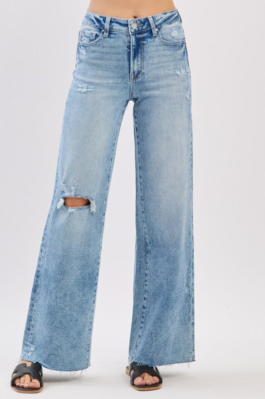 High rise wide leg jeans