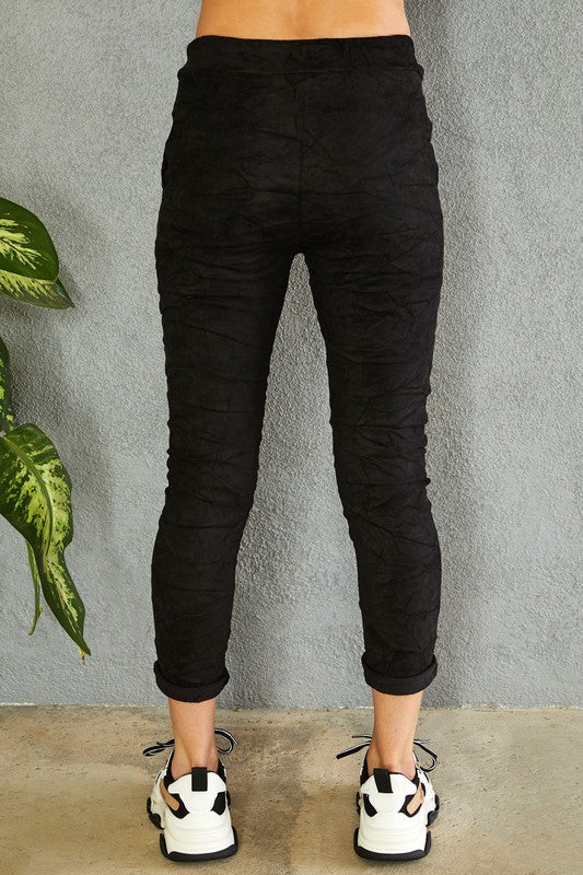 Faux suede crinkle jogger