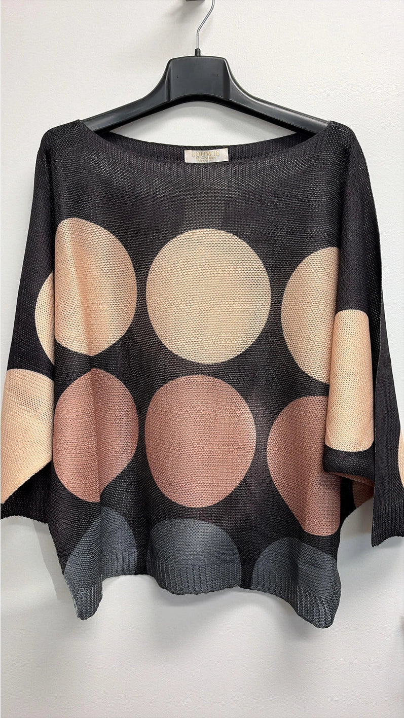 Bold polka dot thin sweater one size