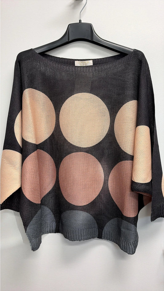 Bold polka dot thin sweater one size