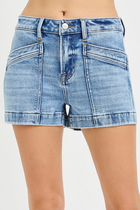 High rise pocket detail shorts