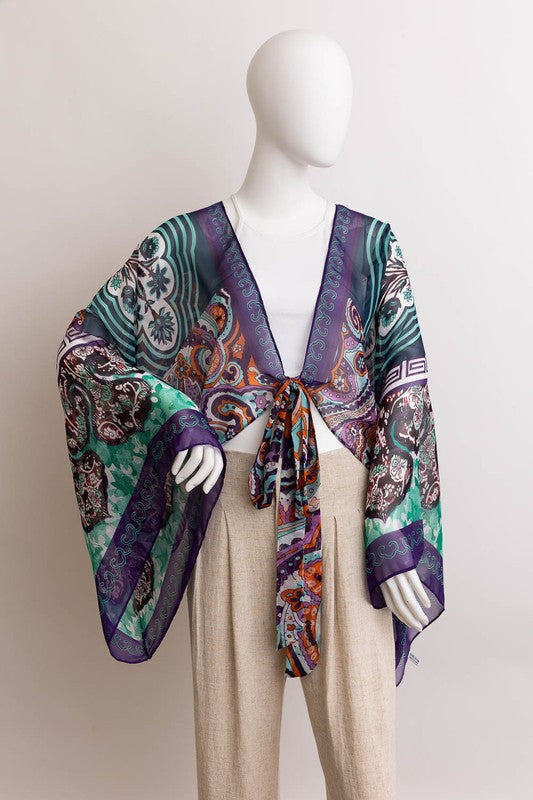 Boho sheer tie front wrap (3 colors) one size