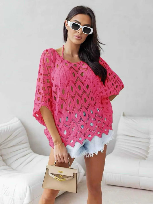 Fuchsia crocheted top (one size)