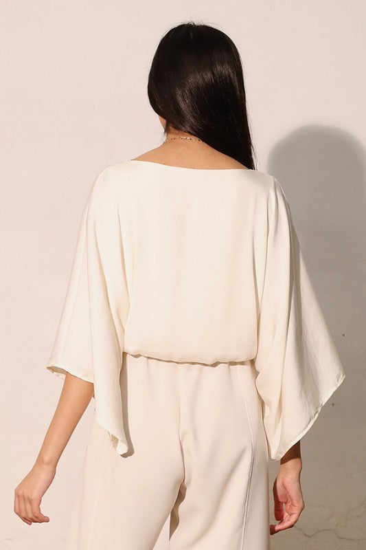 Poly silk kimono bubble top
