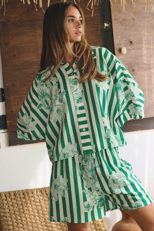 Striped floral 2 pc set