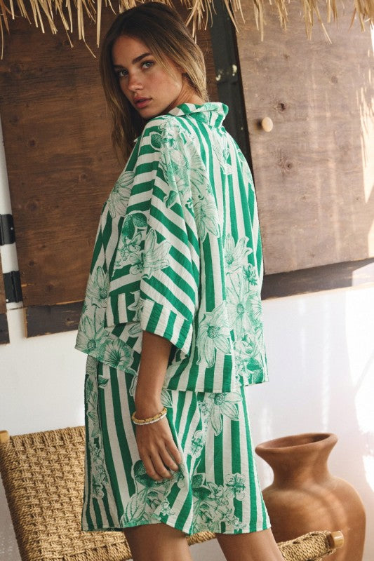 Striped floral 2 pc set