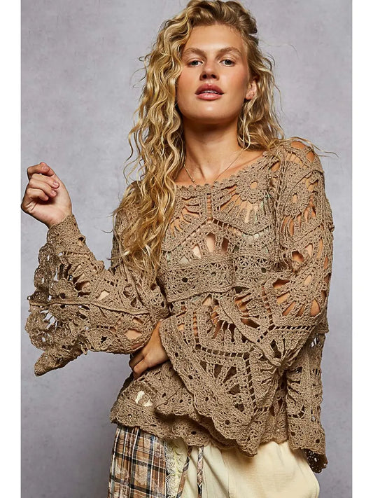 3/4 sleeve crochet top (one size)