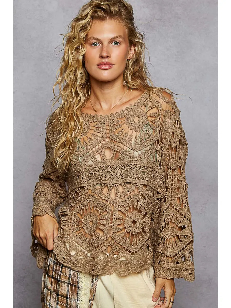 3/4 sleeve crochet top (one size)