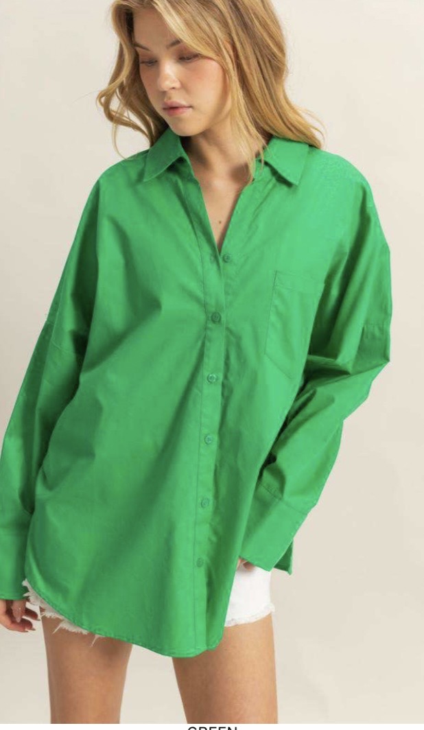 Kelly green cotton button down