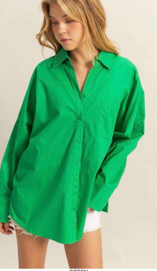 Kelly green cotton button down
