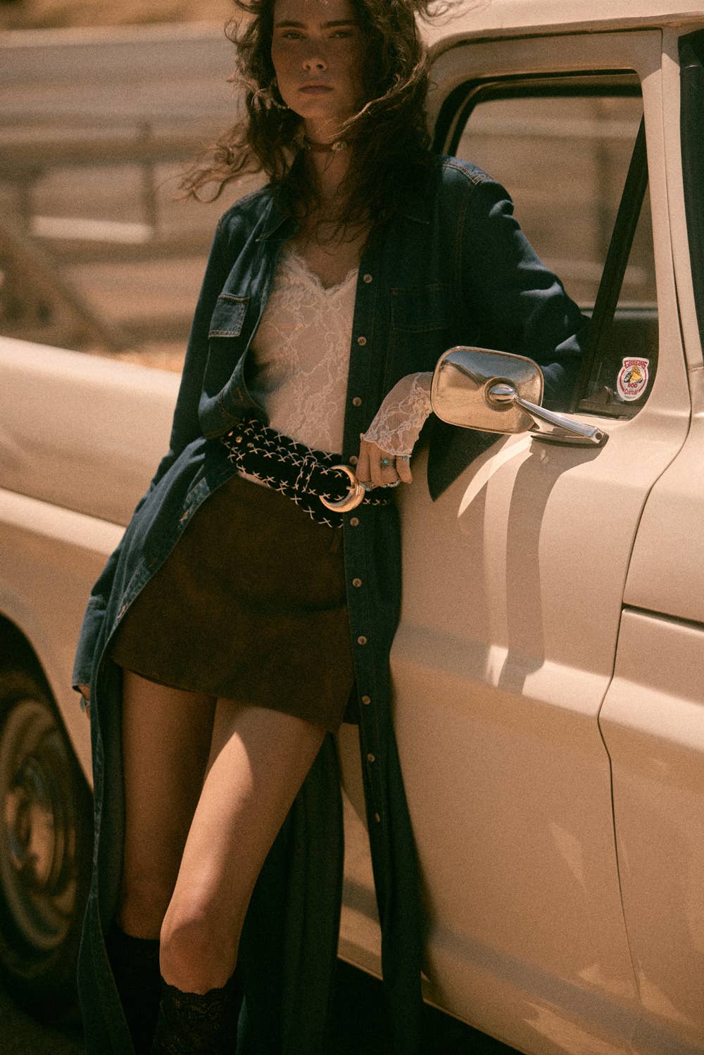 Tencel Denim Button-Up Collared Pocket Maxi Shirt