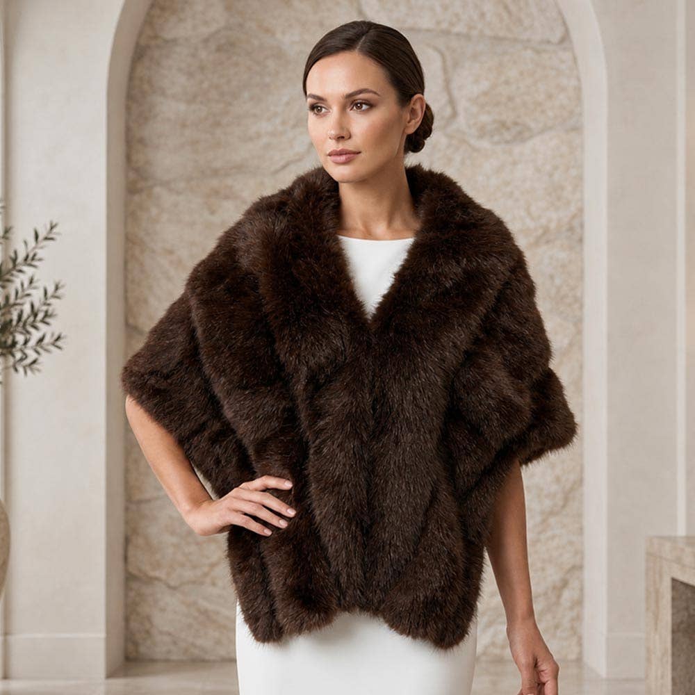 Faux Fur Shawl Wrap Poncho