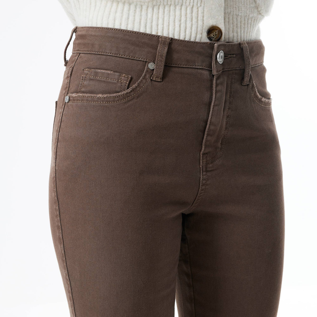 High Rise Flare Leg Jeans with Side Slits OSF1037
