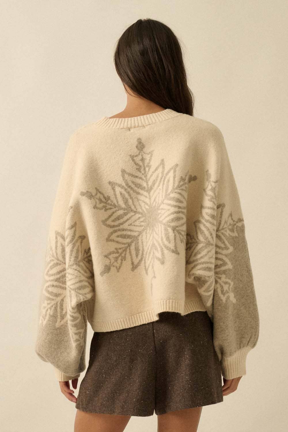 Snowflake Jacquard-Knit Dolman-Sleeve Sweater
