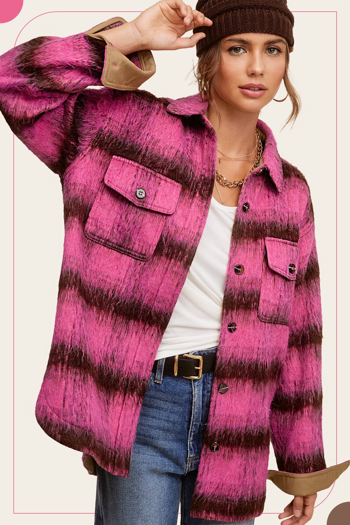 JKT1800-Brushed Mohair Button Down Oversized Jacket Fall