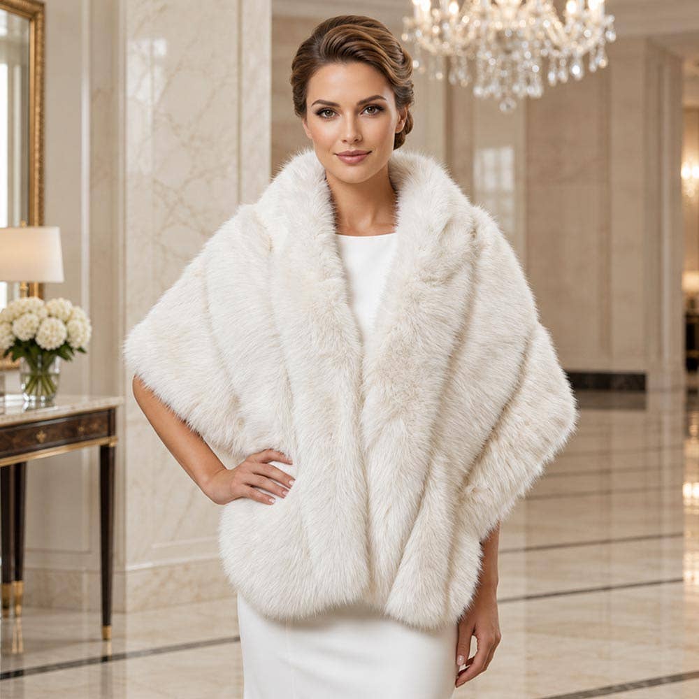 Faux Fur Shawl Wrap Poncho