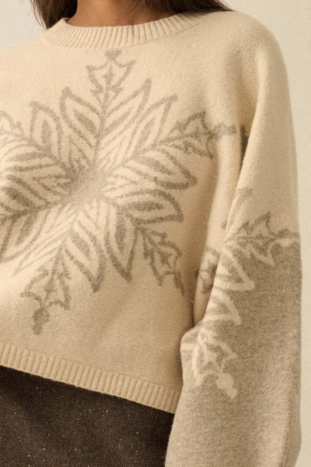 Snowflake Jacquard-Knit Dolman-Sleeve Sweater