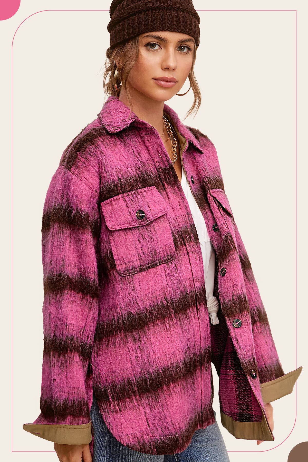 JKT1800-Brushed Mohair Button Down Oversized Jacket Fall