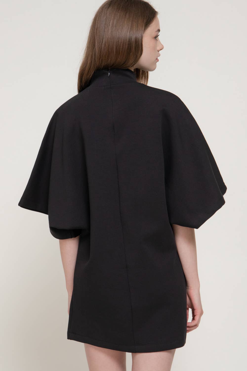 Batwing Short Sleeve High Neck Mini Dress