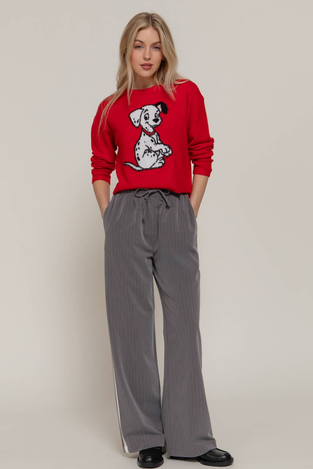 Side Stripe Detail Y/D Stripe Long Pants with Drawstring