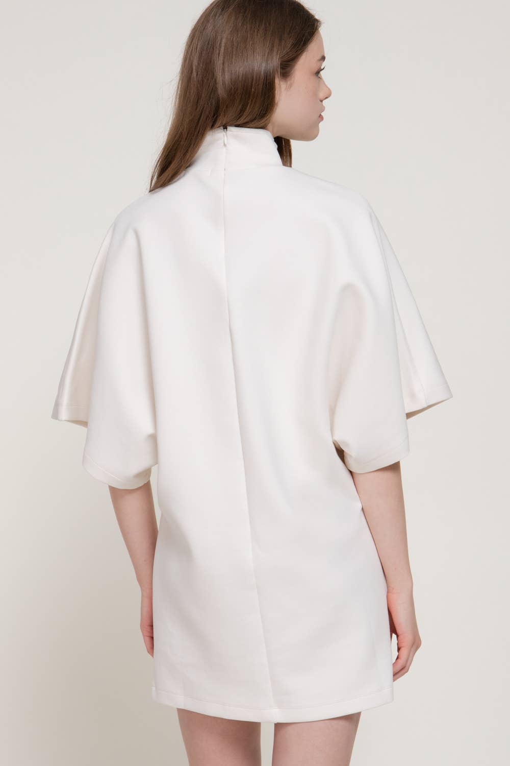 Batwing Short Sleeve High Neck Mini Dress