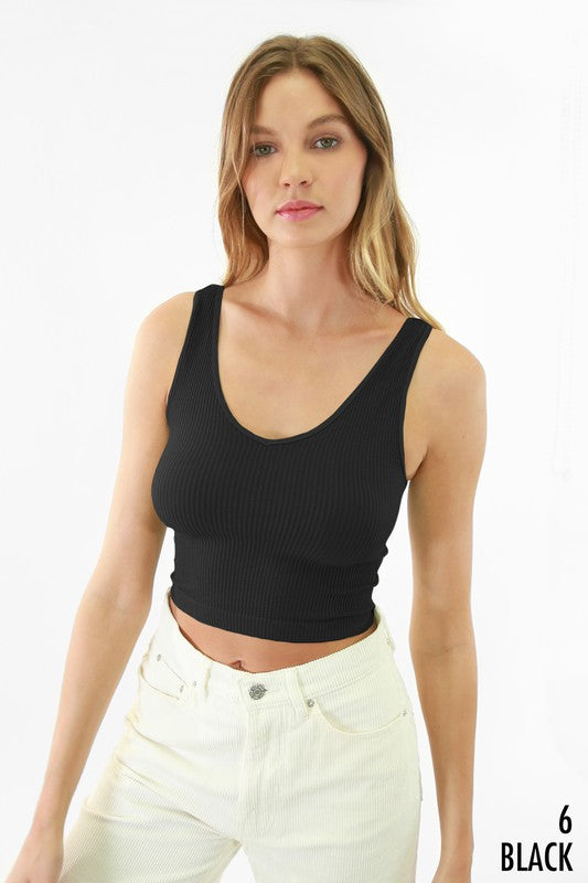 Black reversible crop tank